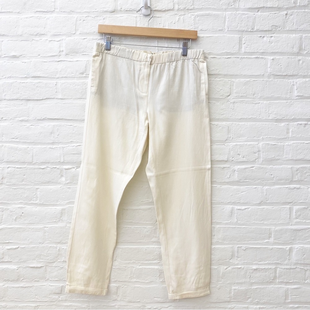 Trovata || Silk Blend Ankle Pants Cream‎ Ivory 6